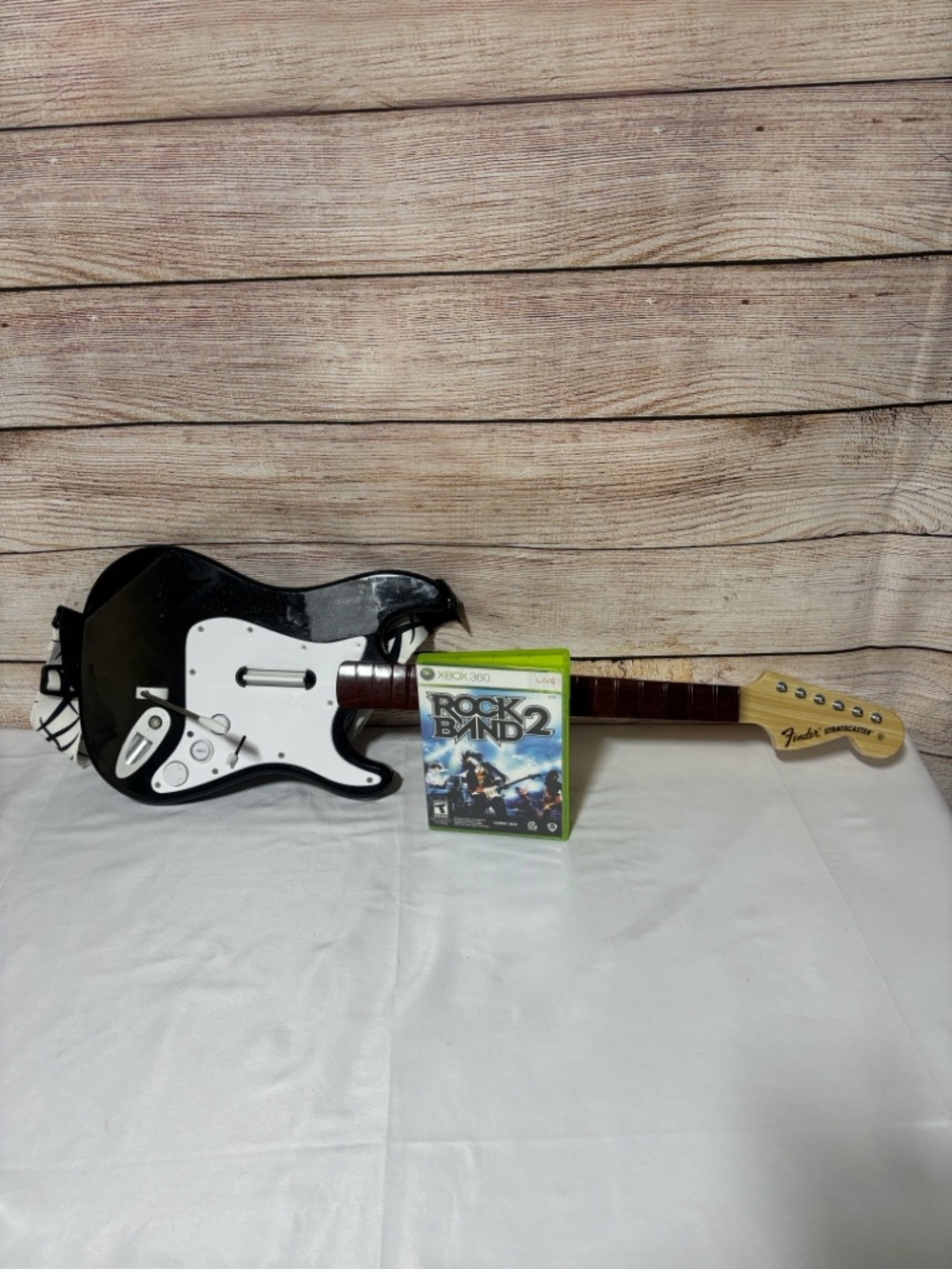 Fender-Style Wireless Black Guitar Controller for Xbox 360 with Rock Band 2